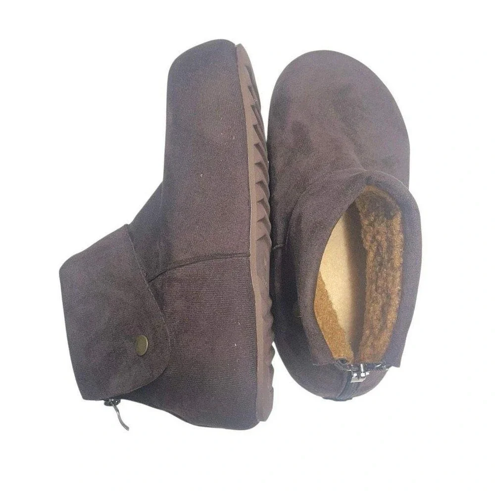 Lagenlook Brown Faux Suede Ankle Booties